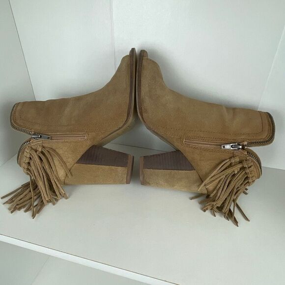 DV by Dolce Vita Suede Fringe Trim Open Toe Booties 7.5 - Picture 10 of 11